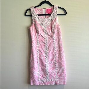 Lilly Pulitzer Pink and White Sleeveless Sheath Dress